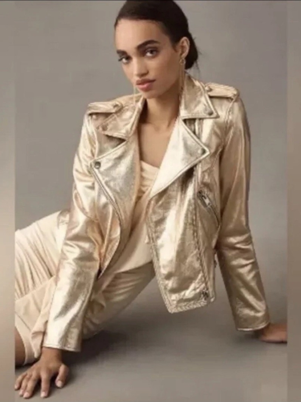 Walter Baker Metallic Gold Biker Jacket